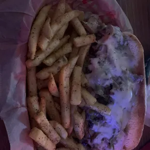 Steak philly and fries