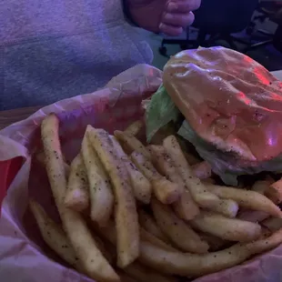 Burger with fries