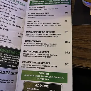 menu