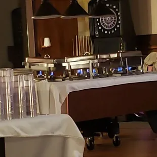 Unlevel chafing dishes on a pool table....really?