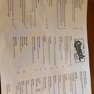The menu