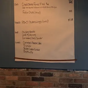 The specials For the day