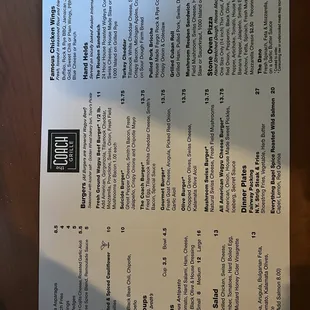 the menu