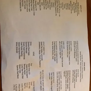 The menu