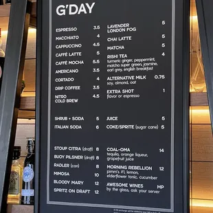 Menu board