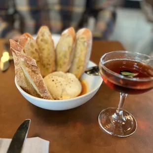 Burrata &amp; Bourbon/rye cocktail