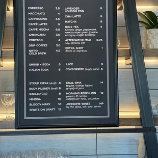 Drink menu