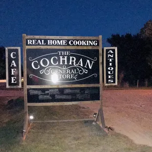 Cochran General Store sign along Hwy 159 East of Bellville