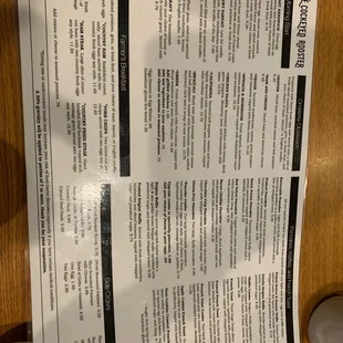 The menu