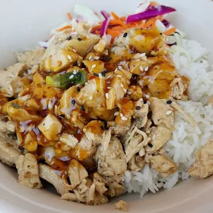 Teriyaki pineapple chicken. Not very good...