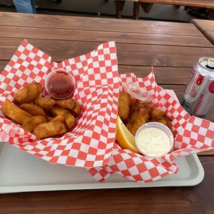 Father's fish n' chips, along with house-made tots!