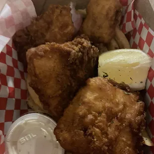 Halibut &amp; Cod Basket w/Fries