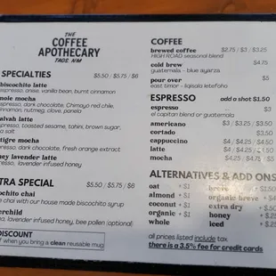 menu