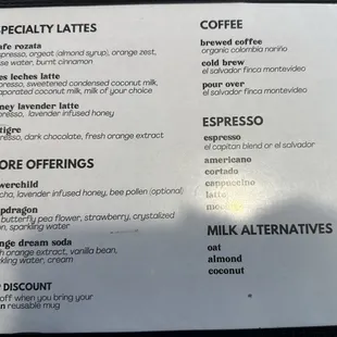 Menu as of 4 Sep 2023