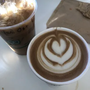 Oat Vanilla latte and oat mocha
