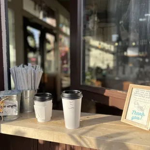 two cups of coffee on the counter