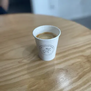 a cup of coffee on a table