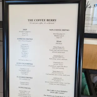 Menu as of November 2024