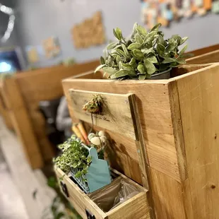 a wooden planter