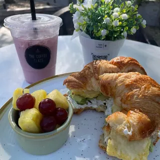Croissant Breakfast Sandwich w/ Fruit
