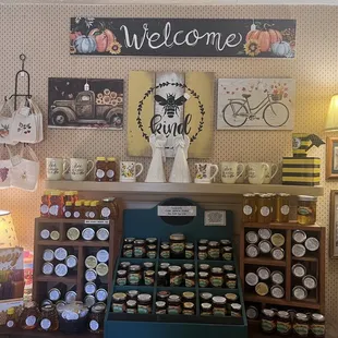 So cute inside. Local honey and jams.
