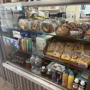 a variety of pastries on display