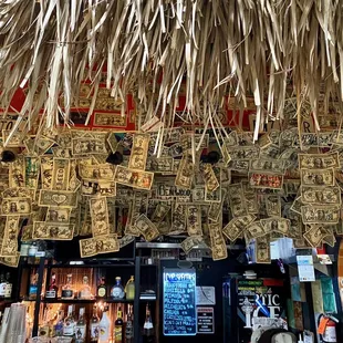 The bar with the dollar bills ~
