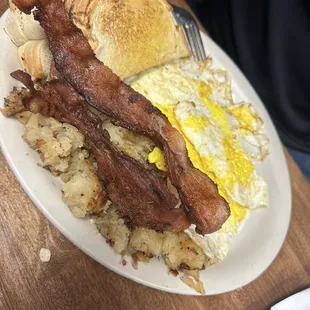 Two Eggs, Country Fries &amp; Toast with Bacon
