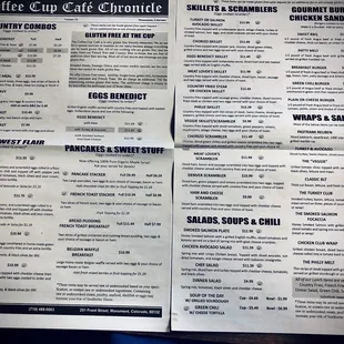 This is the menu for The Coffee Cup Cafe! Delicious choices!