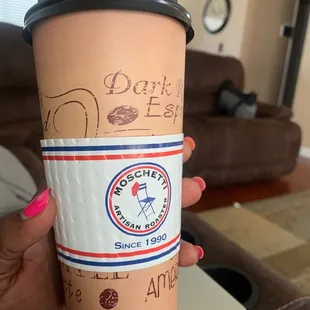 My large drip coffee with hazelnut flavor.