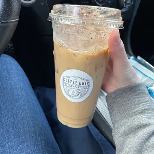 Large Cinnamon Ice Latte (decaf)