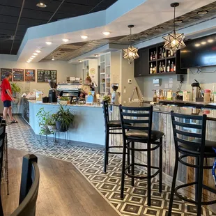 the bar and dining area