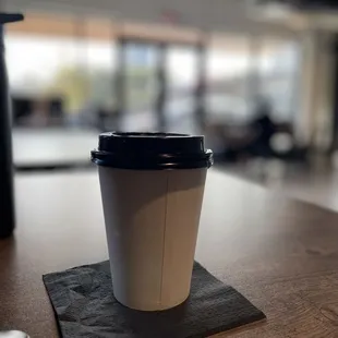 a cup of coffee on a table