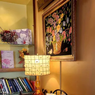Books, lamp