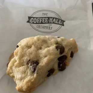 Chocolate chip scone. Cookie-sized.
