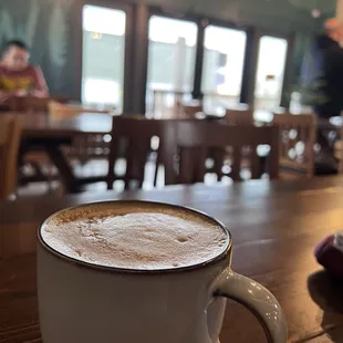 Winter berry latte w oat milk: blackberry syrup + double shot of espresso