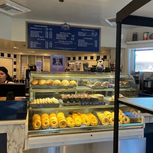 Counter and pastries glass display case