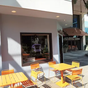 tables and chairs outside