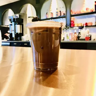 Oat peppermint mocha on the bar
