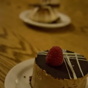 Pastries: Chocolate Mousse (front) and Tiramisu (back)