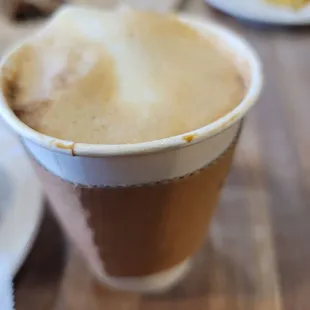 a cup of coffee on a table