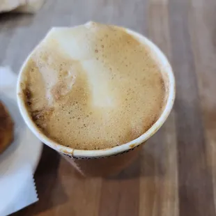 a cup of cappuccino and a plate of croissants