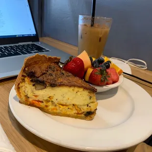 Veggie quiche and dirty chai