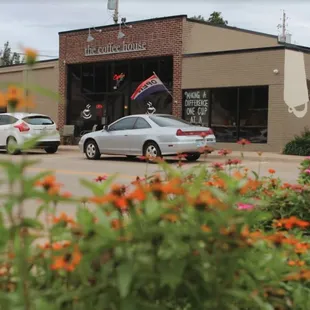 cars parked in front of the building