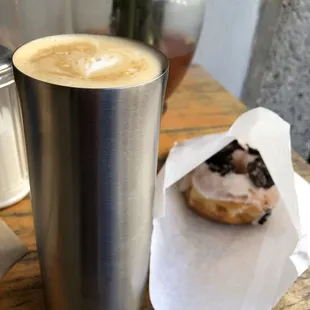 Med latte ($2.50) and Oreo donut ($3.00) - worth!