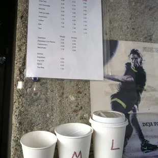 Coffee menu and drink sizes!