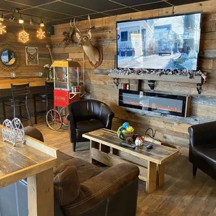 a bar and a television