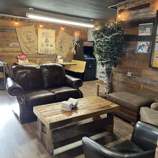 leather couches and coffee tables