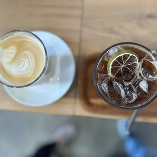 Orange cream latte and espresso tonic