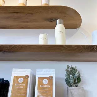 Coffee beans and flasks